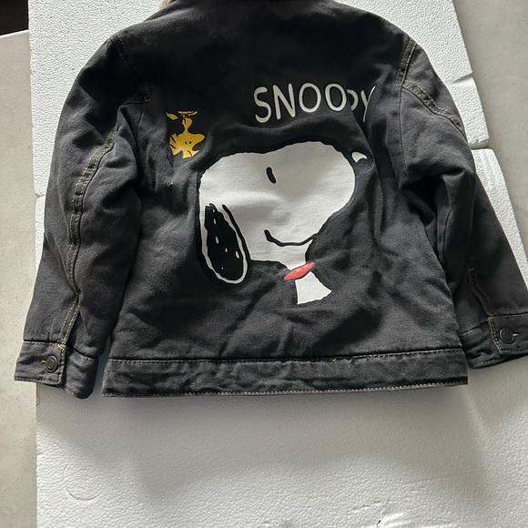 Peanuts Black Jean Jacket with Sherpa Collar - Picture 2 of 5